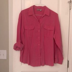 💗 Super pretty pink Chicos button down blouse size 3, 38% Modal 13% polyester💗